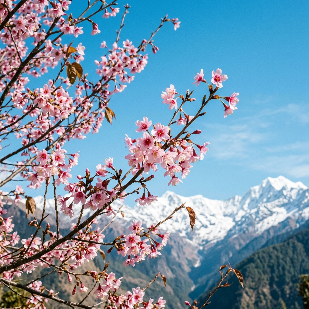 Delicate pink Wild Himalayan Cherry blossoms